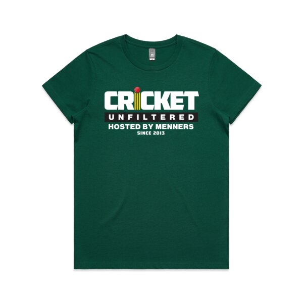 Women's green Cricket Unfiltered logo t-shirt  Thumbnail